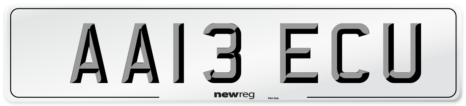 AA13 ECU Number Plate from New Reg